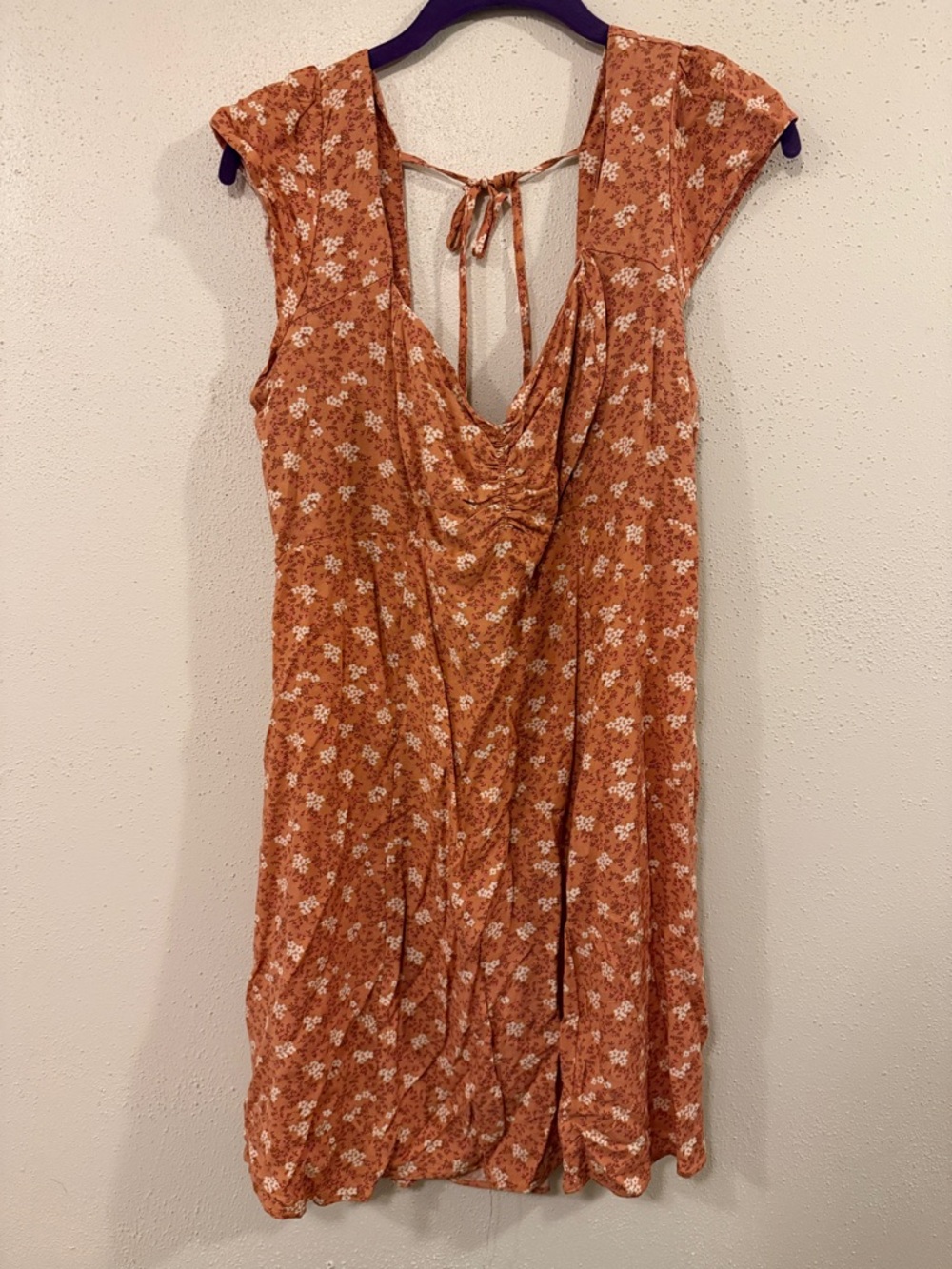 Aeropostale Rust Floral Tie-Back Mini Dress